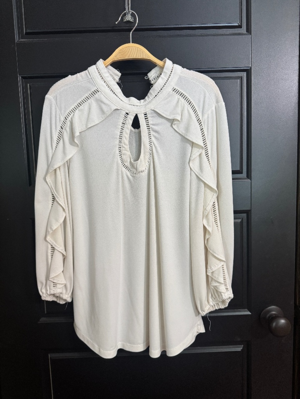 Ruffled Blouse with Key-hole Design